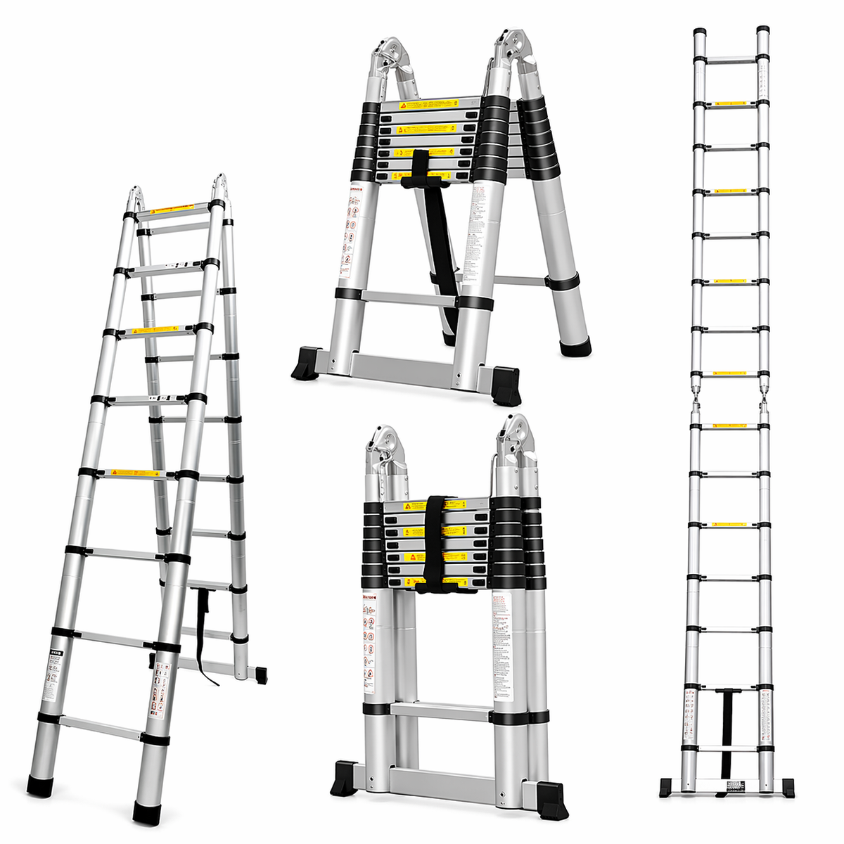 Escada Telescópica TNT Aço Inox, Fácil de Guardar, Portátil, Extensível